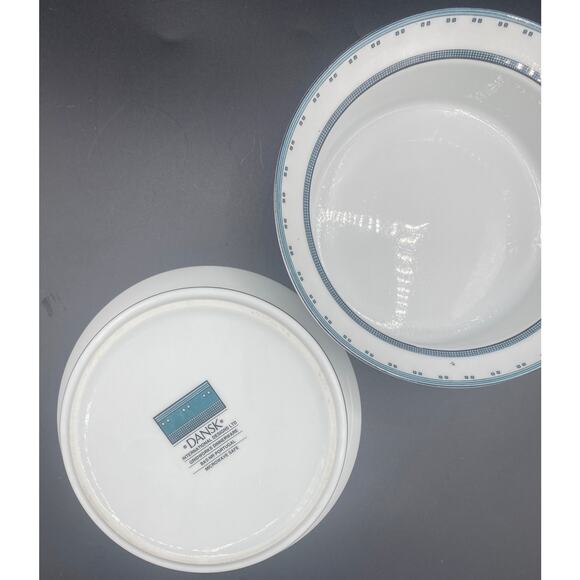 Set 2 DANSK GRIDWORKS Blue 6 3/4"" Rim Cereal Soup Bowls PORTUGAL Round FLAW - Picture 7 of 8